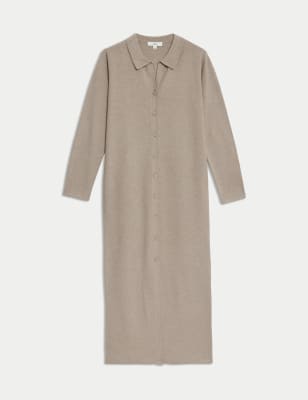 

Womens M&S Collection Soft Touch Button Through Midaxi Dress - Mocha, Mocha