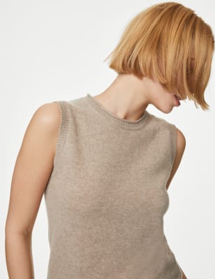 

Womens M&S Collection Pure Cashmere Knitted Vest - Cappuccino, Cappuccino