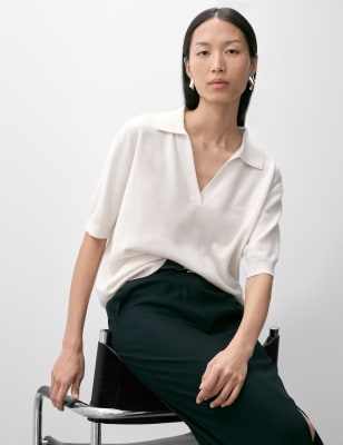 

Womens Autograph Strickoberteil aus reinem Kaschmir mit Kragen - Ivory, Ivory