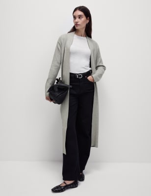 

Womens M&S Collection Strukturierter Midi-Cardigan mit bequemer Passform - Grey, Grey