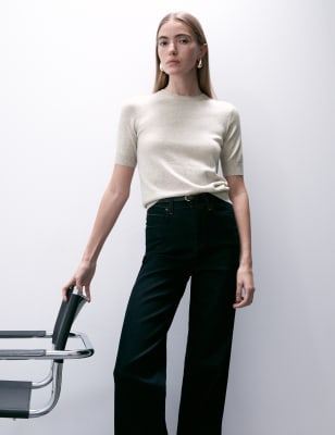 

Autograph Top de punto de lana merino con cashmereWomens - Light Grey, Light Grey