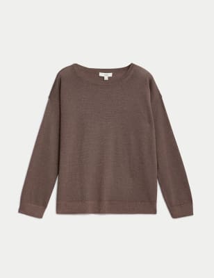 

Womens M&S Collection Sparkly Crew Neck Jumper - Brown, Brown