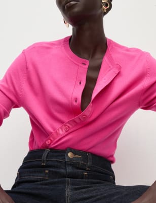 

M&S Collection Cárdigan con escote cerrado y botones en la parte delanteraWomens - Fuchsia, Fuchsia