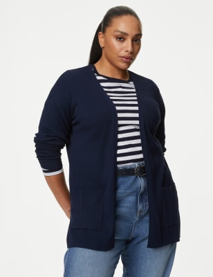 

Womens M&S Collection Ribbed Edge to Edge Longline Cardigan - Navy, Navy