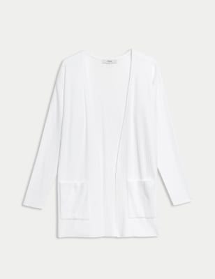 

Womens M&S Collection Ribbed Edge to Edge Longline Cardigan - Soft White, Soft White