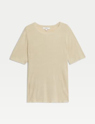 

Womens M&S Collection Metallic Knitted Top - Gold Mix, Gold Mix