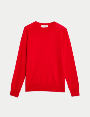 

Womens M&S Collection Pure Merino Wool Crew Neck Jumper - Red, Red