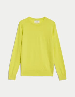 

Womens M&S Collection Pure Merino Wool Crew Neck Jumper - Acid Yellow, Acid Yellow