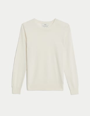 

Womens M&S Collection Pullover aus reiner Merinowolle mit Rundhalsausschnitt - Ivory, Ivory