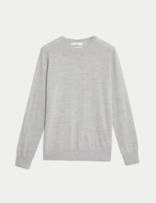 

Womens M&S Collection Pure Merino Wool Crew Neck Jumper - Light Grey, Light Grey