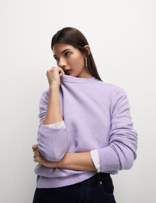 

M&S Collection Suéter de cuello redondo con hilo AirWomens - Dusted Lilac, Dusted Lilac