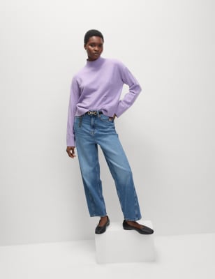 

M&S Collection Suéter informal texturizado con cuello chimenea e hilo aireadoWomens - Dusted Lilac, Dusted Lilac