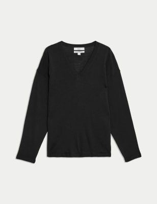 

Womens M&S Collection Pure Merino Wool V-Neck Jumper - Black, Black