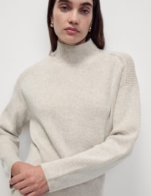 

Womens M&S Collection Air-yarn Funnel Neck Relaxed Jumper - Cappuccino, Cappuccino