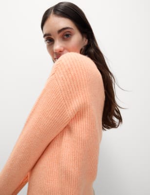 

Womens M&S Collection Cloud-Yarn Textured Crew Neck Jumper - Bright Peach, Bright Peach