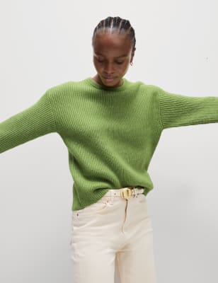 

Womens M&S Collection Cloud-Yarn Textured Crew Neck Jumper - Bright Green, Bright Green