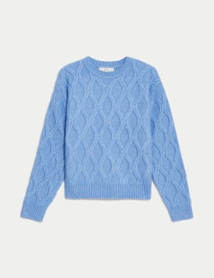 

Womens M&S Collection Cloud-Yarn Textured Crew Neck Jumper - Fresh Blue, Fresh Blue