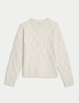 

Womens M&S Collection Cloud-Yarn Textured Crew Neck Jumper - Light Natural, Light Natural