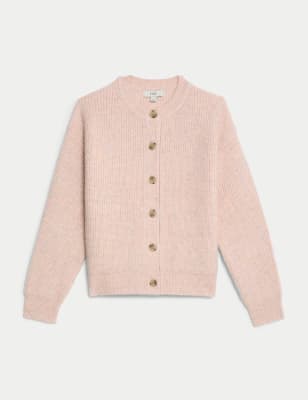 

Womens M&S Collection Ribbed Button Front Cardigan - Soft Pink, Soft Pink