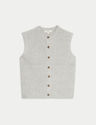 

Womens M&S Collection Cloud-yarn Knitted Crew Neck Waistcoat - Grey, Grey