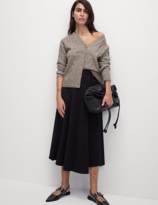 

Womens M&S Collection Strickjacke mit V-Ausschnitt, Strukturmuster und lockerer Passform - Nutmeg, Nutmeg