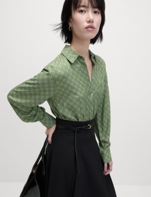 

Womens M&S Collection Printed Collared Shirt - Green Mix, Green Mix