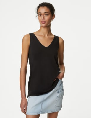 

Womens M&S Collection Bequemes Oberteil mit V-Ausschnitt - Black, Black