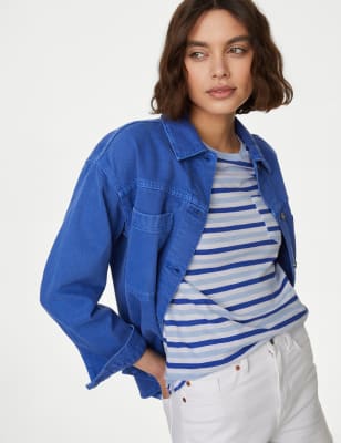 

Womens M&S Collection Pure Cotton Striped T-Shirt, Navy Mix