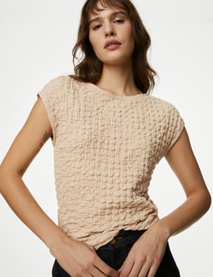 

Womens M&S Collection Textured Top - Neutral, Neutral