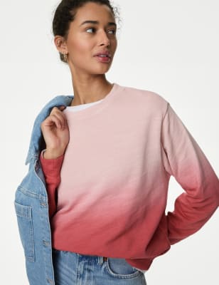 

Womens M&S Collection Pure Cotton Ombre Slub Sweatshirt - Pink Mix, Pink Mix