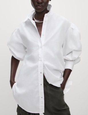 

Womens M&S Collection Pure Cotton Oversized Shirt - Soft White, Soft White