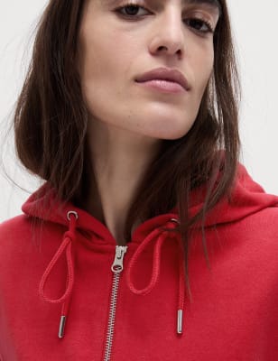 

Womens M&S Collection Pure Cotton Zip Up Hoodie - Red Orchid, Red Orchid