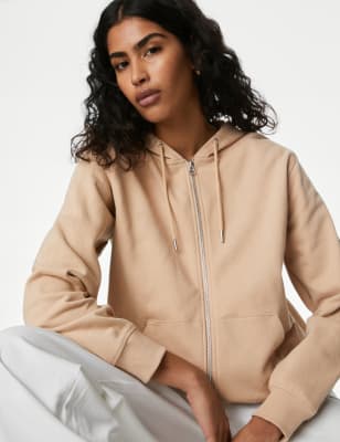 

Womens M&S Collection Pure Cotton Zip Up Hoodie - Hessian, Hessian