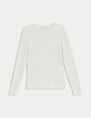 

Womens M&S Collection Cosy Crew Neck Slim Fit Top - Natural Mix, Natural Mix