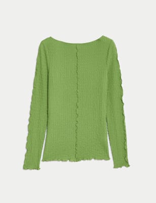 

Womens M&S Collection Textured Slash Neck Top - Bright Green, Bright Green