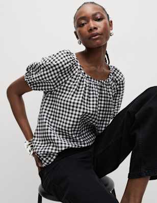 Lyocell Rich Printed Crew Neck Top