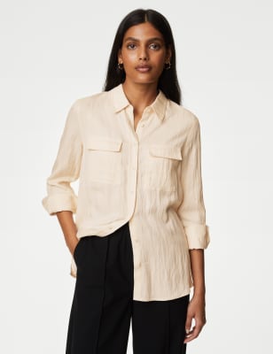 

Womens M&S Collection Lyocell™ Rich Collared Shirt - Calico, Calico