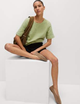 

Womens M&S Collection Pure Cotton Regular Fit Top, Fern Green