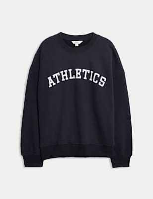 

Womens M&S Collection Cotton Rich Slogan Crew Neck Sweatshirt, Navy Mix