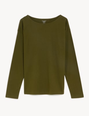 

Womens M&S Collection Pure Cotton Everyday Fit Top - Dark Khaki, Dark Khaki