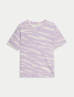 

Womens M&S Collection T-Shirt aus Baumwoll- und Modalmischung mit Muster - Purple Mix, Purple Mix