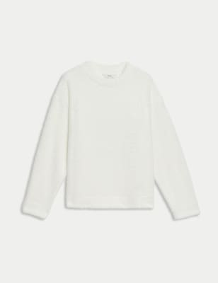 

Womens M&S Collection Cosy Textured Crew Neck Sweatshirt - Ivory, Ivory