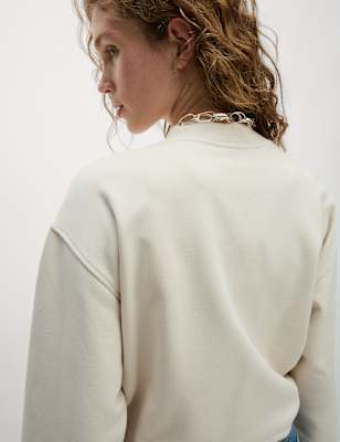 

Womens M&S Collection Pure Cotton Zip Through Sweatshirt, Light Natural