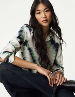 

Womens M&S Collection Hemd mit Kragen und Muster - Green Mix, Green Mix