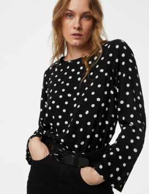 

Womens M&S Collection Cotton Blend Polka Dot Top - Black Mix, Black Mix