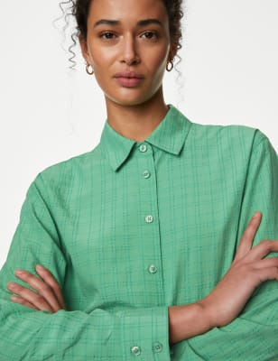 

Womens M&S Collection Modal Rich Textured Shirt - Green, Green