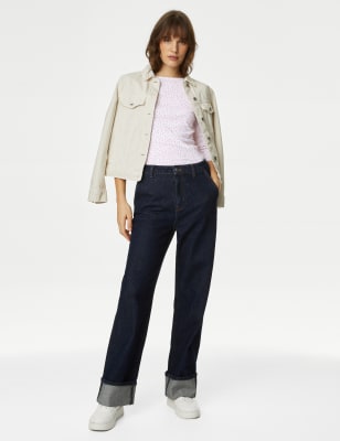 

M&S Collection Top ajustado con cuello barco estampado 100% algodónWomens - Pink Mix, Pink Mix