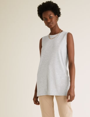 

M&S Collection Top con escote cerrado informal de corte largoWomens - Grey Marl, Grey Marl