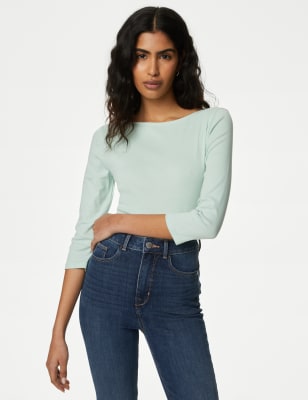 

Womens M&S Collection Schmal geschnittenes Oberteil aus reiner Baumwolle - Mint, Mint