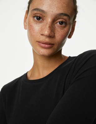 

M&S Collection Top acanalado de algodónWomens - Black, Black